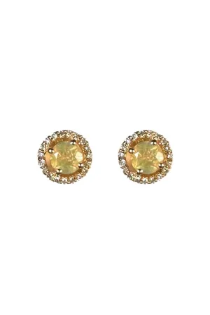 FC Creations Earrings 14K Gold Diamond Opal Studs | Yellow Gold  0.13 Carats | Clearance Final Sale