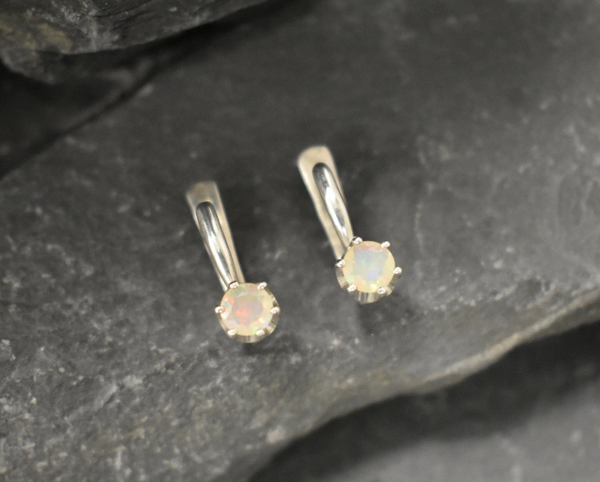 Fire Opal Earrings - Natural Opal Earrings - Dainty Drop Earrings