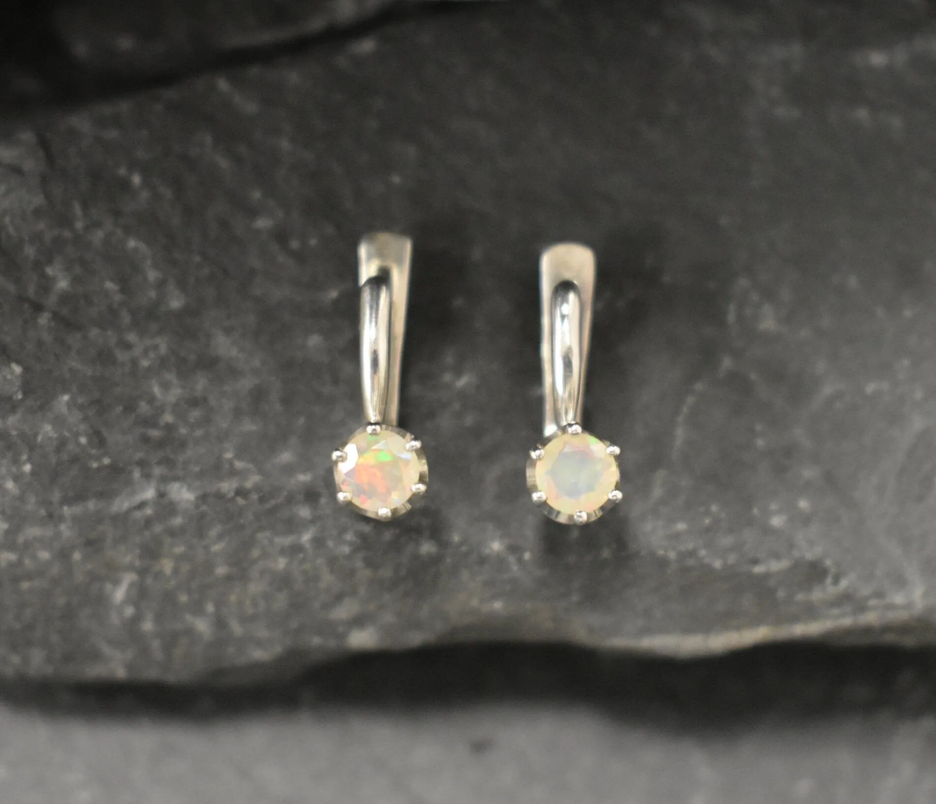 Fire Opal Earrings - Natural Opal Earrings - Dainty Drop Earrings