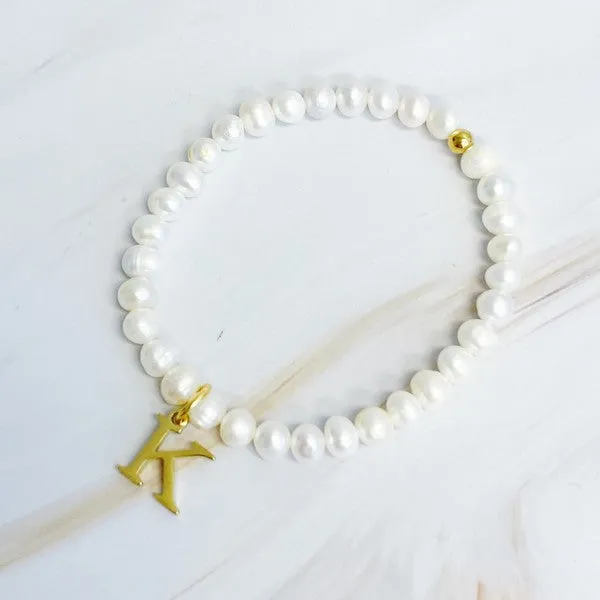 Freshwater Pearl Initial Charm Bracelet