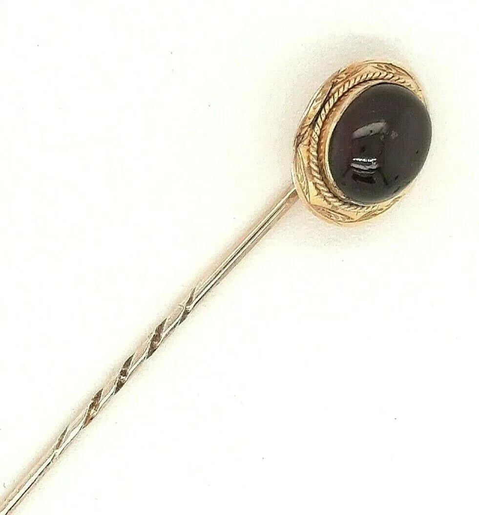 Garnet & 9ct Yellow Gold Vintage Pin Hat/Lapel/Tie Pin Fine Jewellery