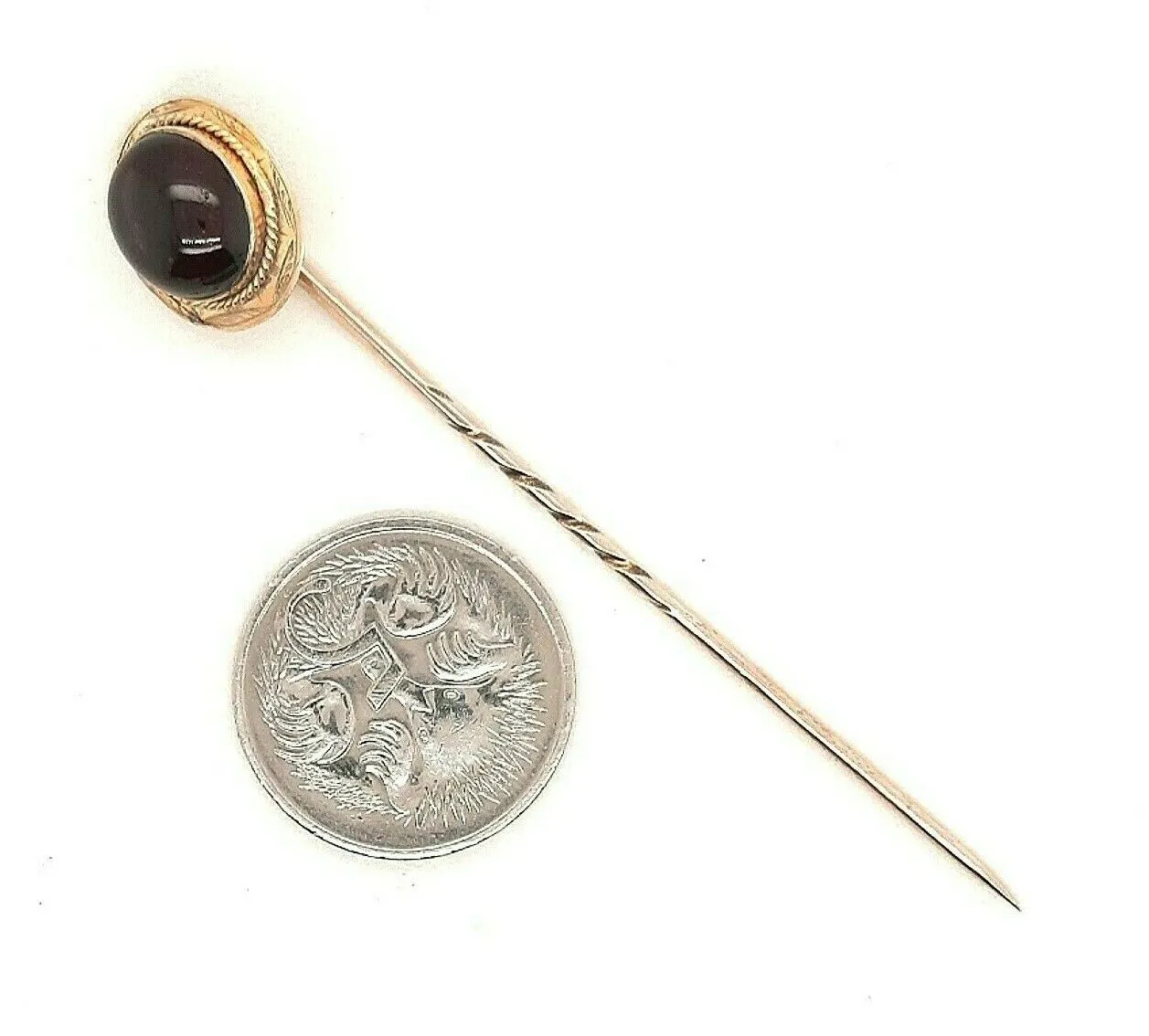 Garnet & 9ct Yellow Gold Vintage Pin Hat/Lapel/Tie Pin Fine Jewellery