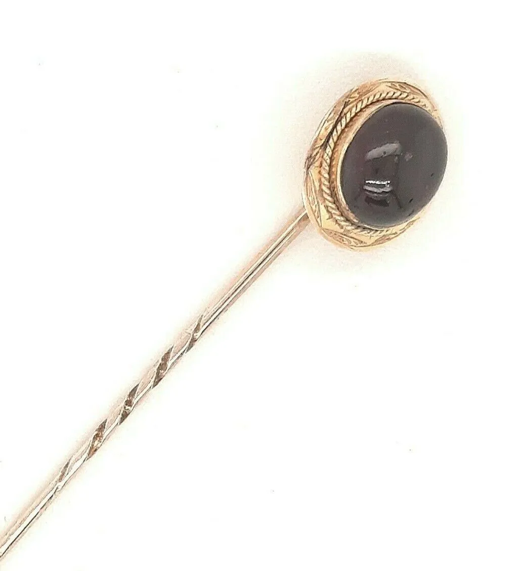 Garnet & 9ct Yellow Gold Vintage Pin Hat/Lapel/Tie Pin Fine Jewellery