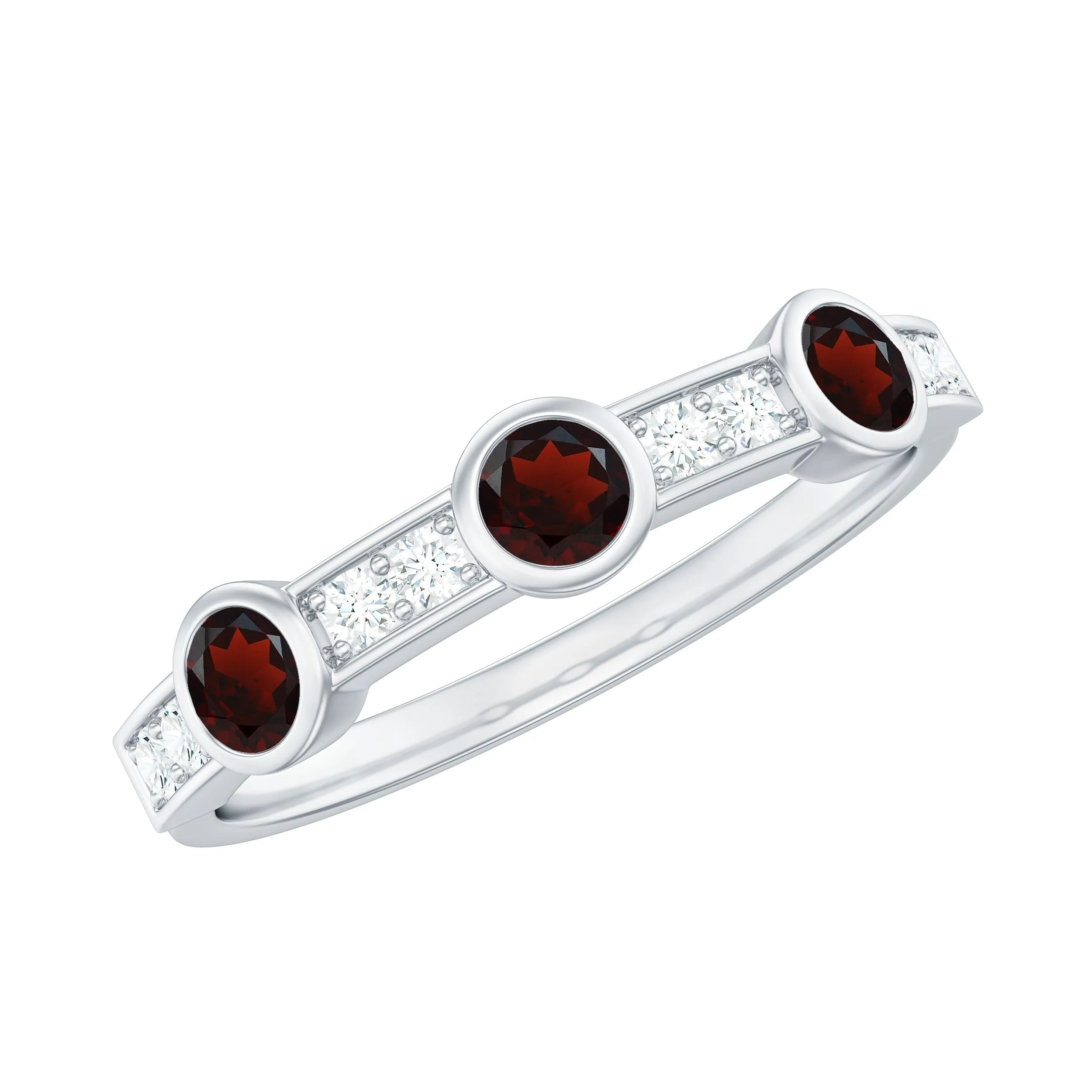 Garnet and Diamond Minimal Half Eternity Ring