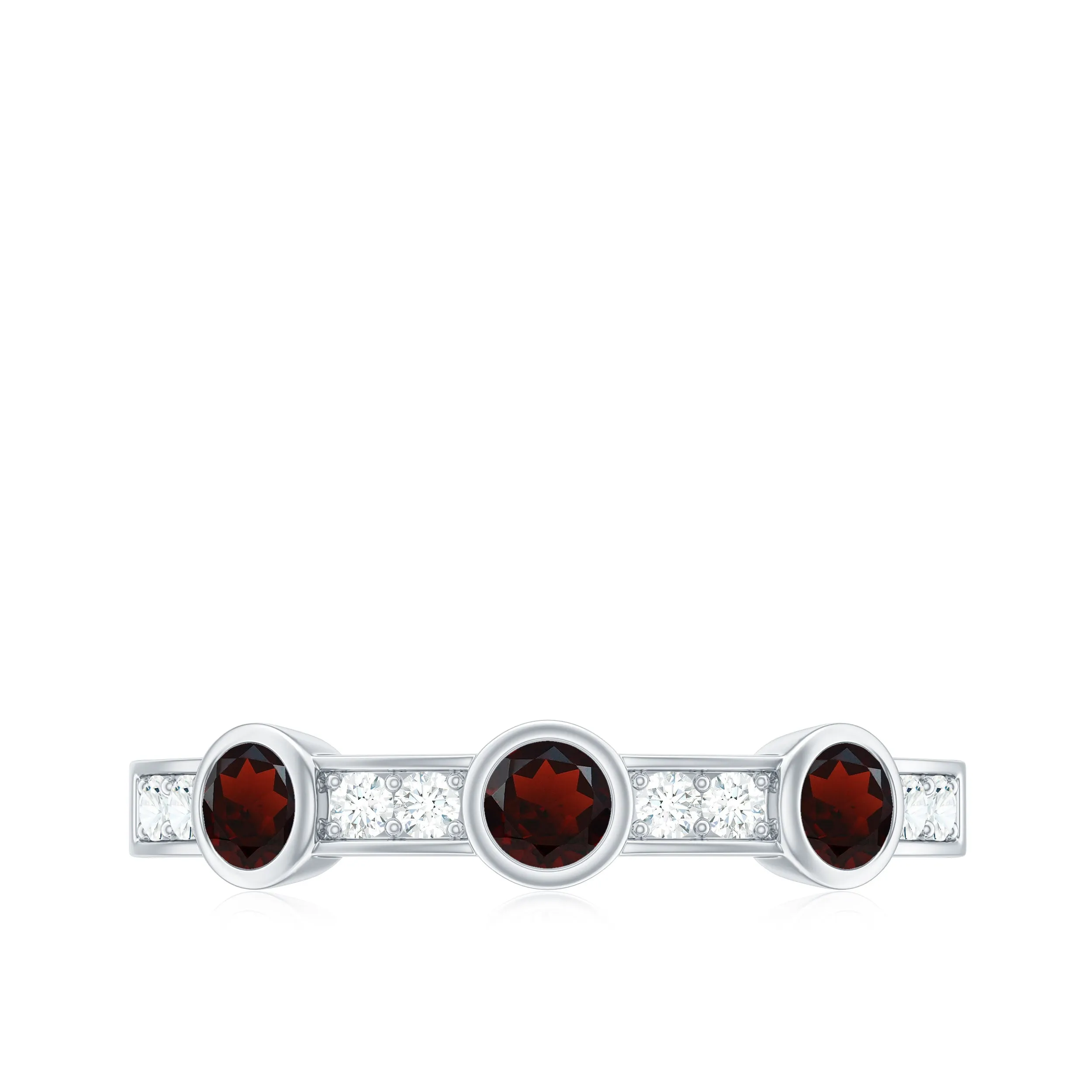 Garnet and Diamond Minimal Half Eternity Ring