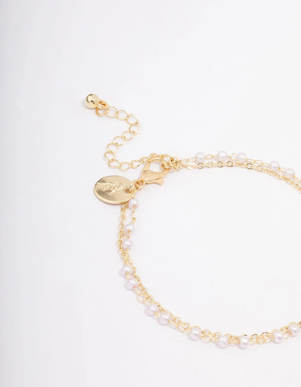 Gold Plated Diamante & Pearl Layered Bracelet