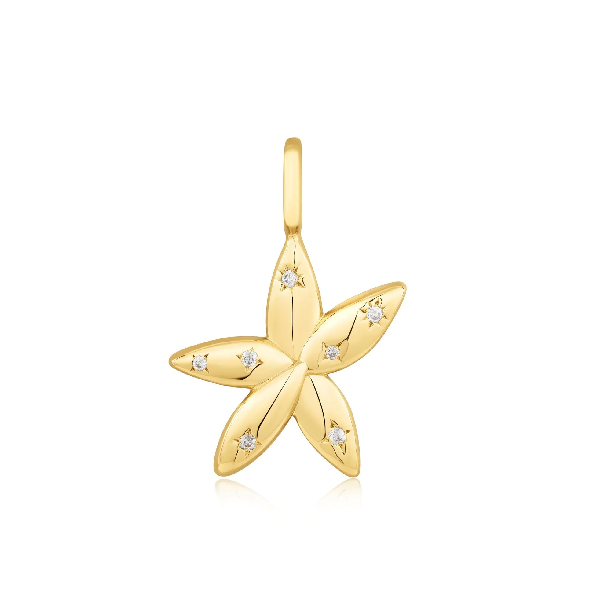 Gold Sparkle Flower Charm Pendant