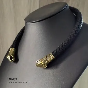 Gold Torc Snake Black Leather | Fenris