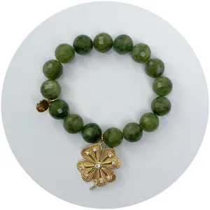 Green Garnet with Pavé Shamrock