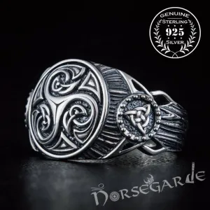 Handcrafted Triskelion Druid Signet Ring - Sterling Silver