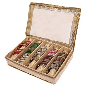 Heart Home Brocade 5 Rod Bangle Box, Golden Set of 1 Pc CTHH019125