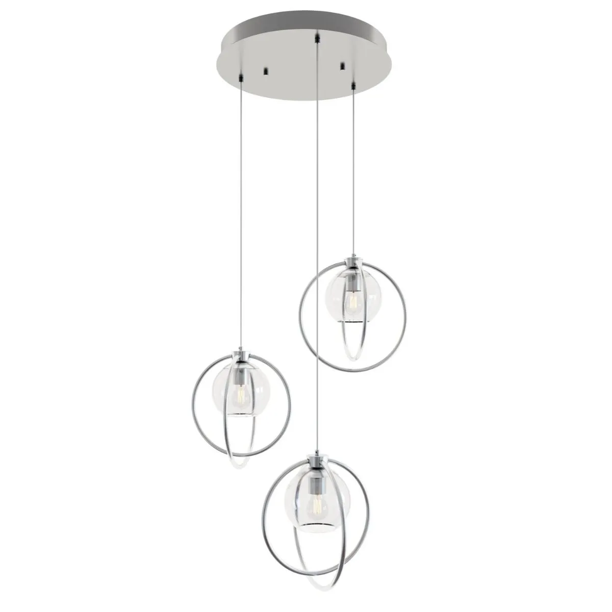 Jamie 3 Lights 26 In. Pendant Light Satin Nickel Finish