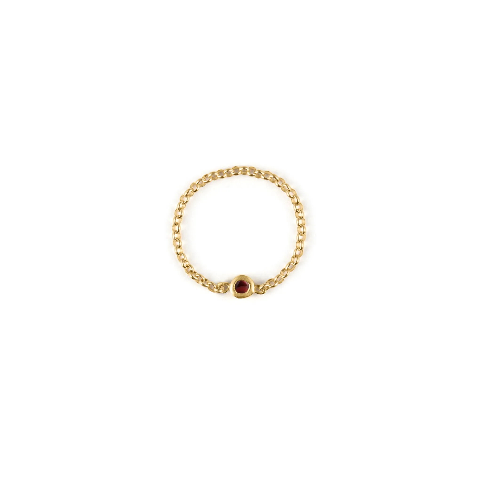 January Garnet Birthstone Chain Link Ring