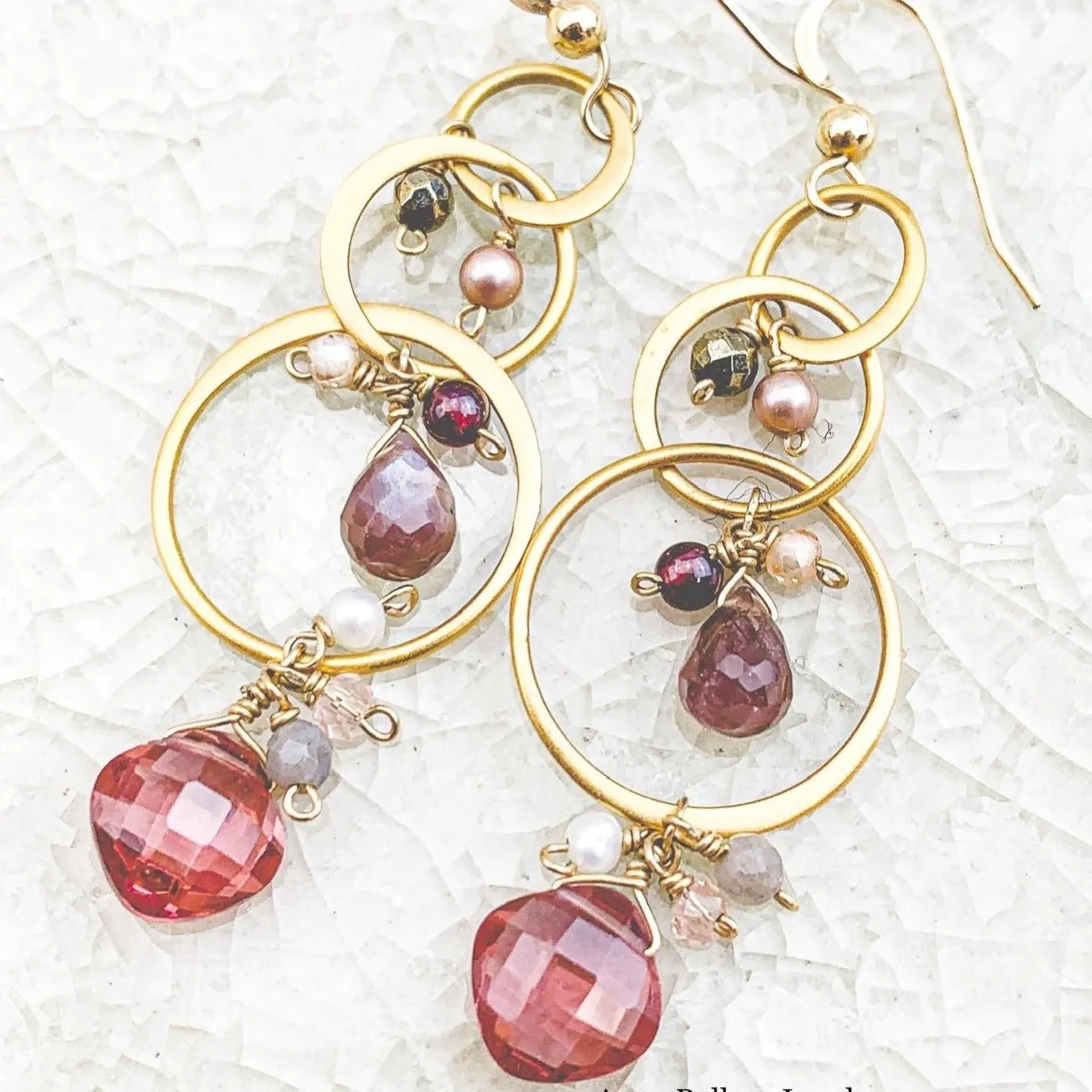 Joyful Gem Cascade Circle Earrings