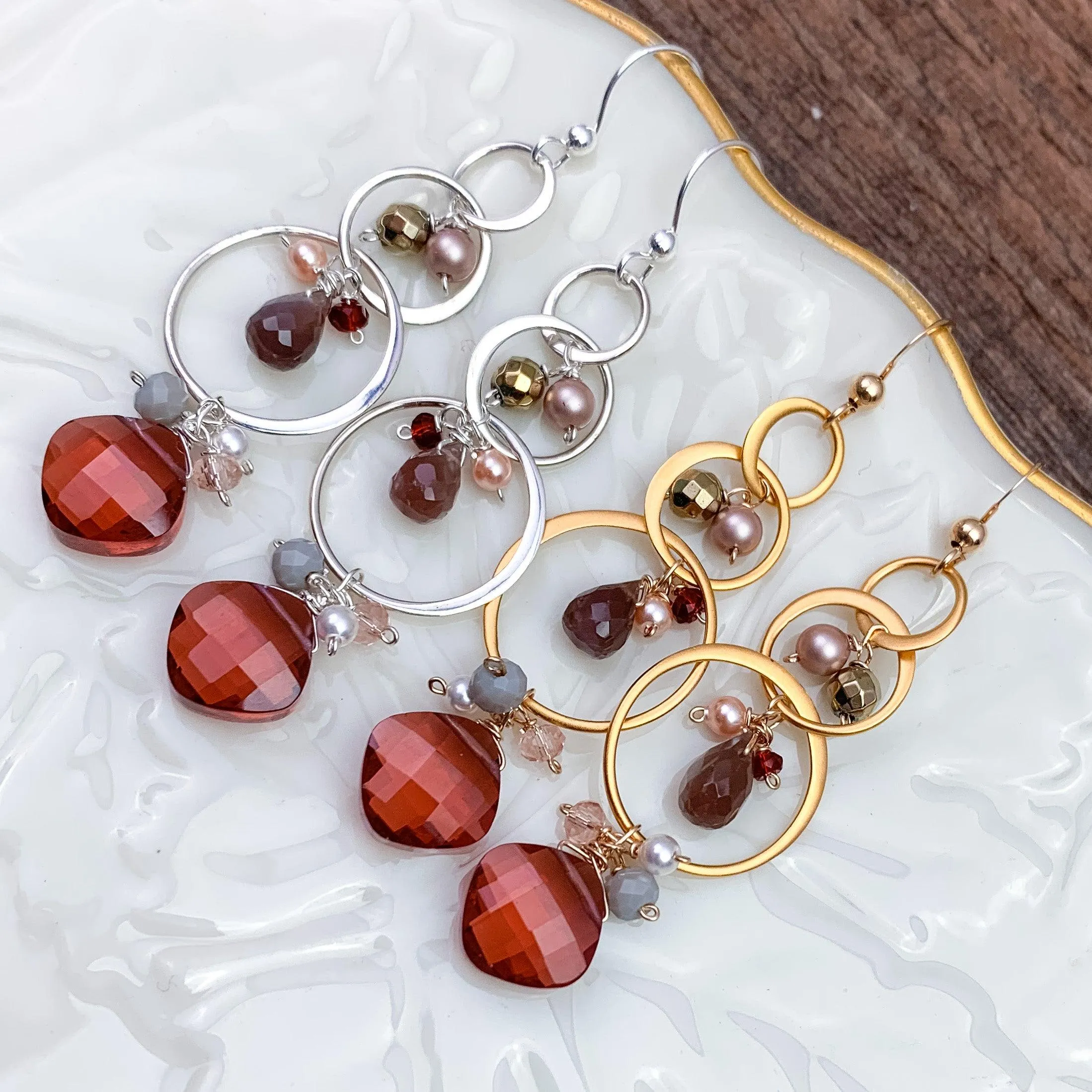 Joyful Gem Cascade Circle Earrings