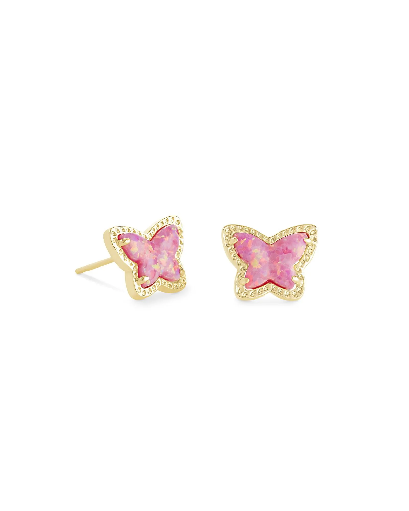 Lillia Butterfly Stud Earring Gold - Rose Pink Opal