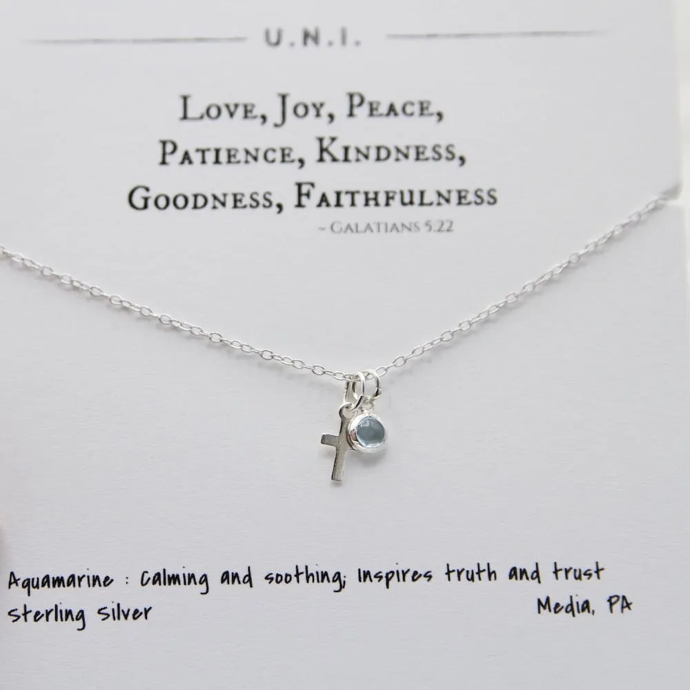 Love, Joy, Peace, Patience, Kindness, Goodness, Faithfulness Cross Necklace