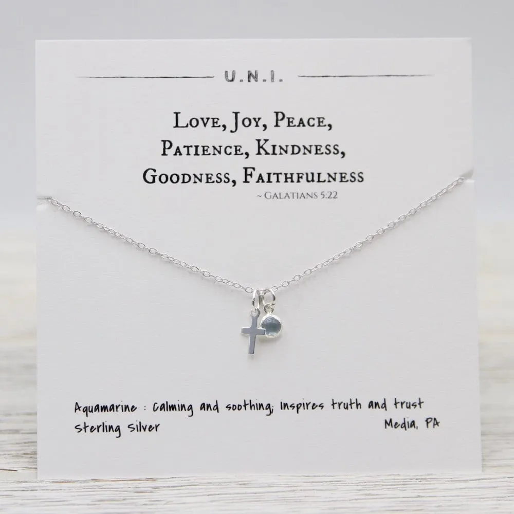 Love, Joy, Peace, Patience, Kindness, Goodness, Faithfulness Cross Necklace