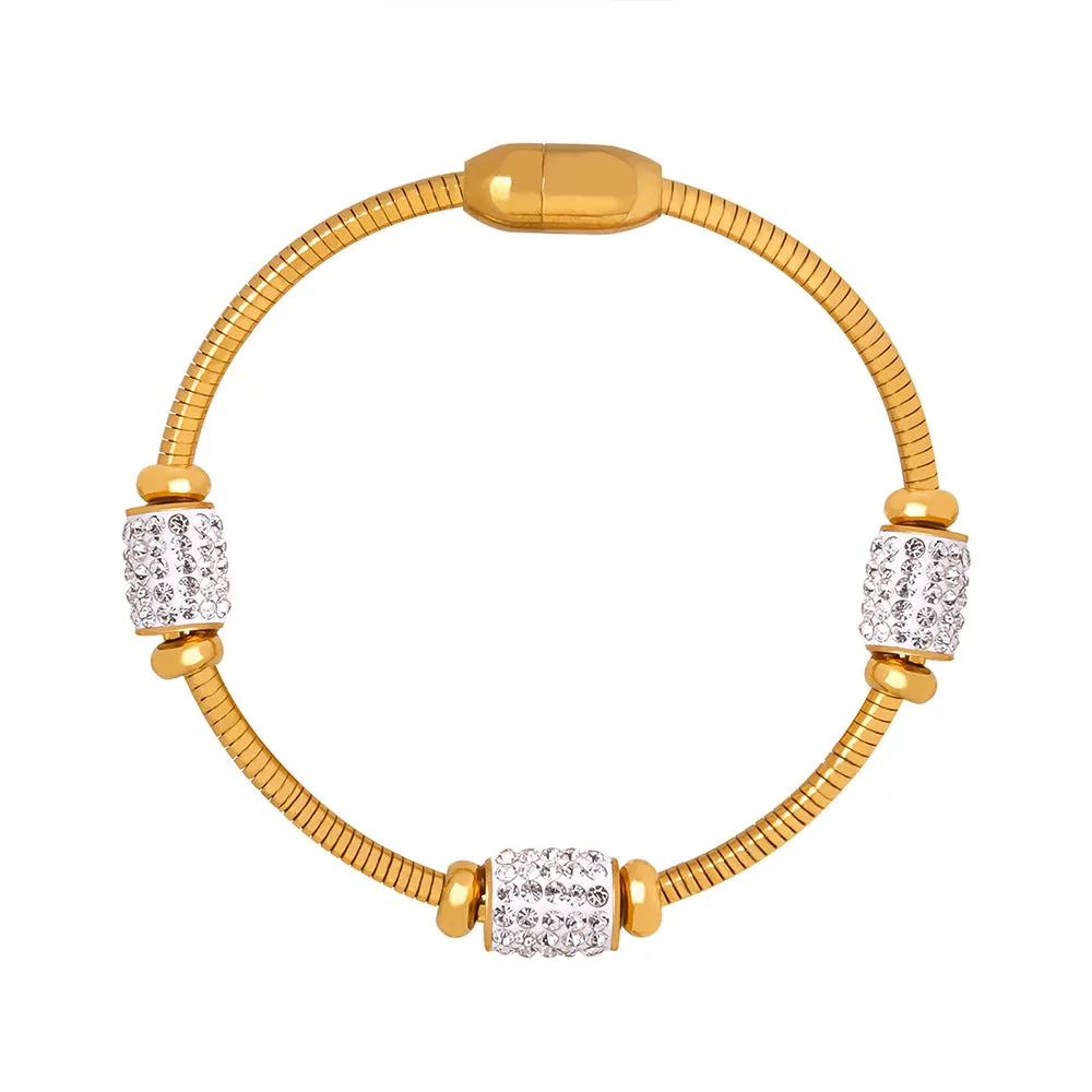 Luxurious Natural Ins Wind Titanium Steel Gold Zircon Bracelet