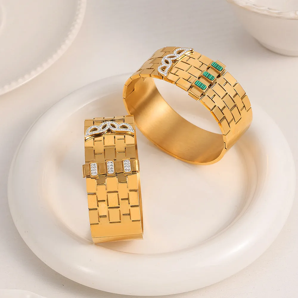 Luxurious Retro Gold Plated Zircon Bracelet - Exquisite Niche Design