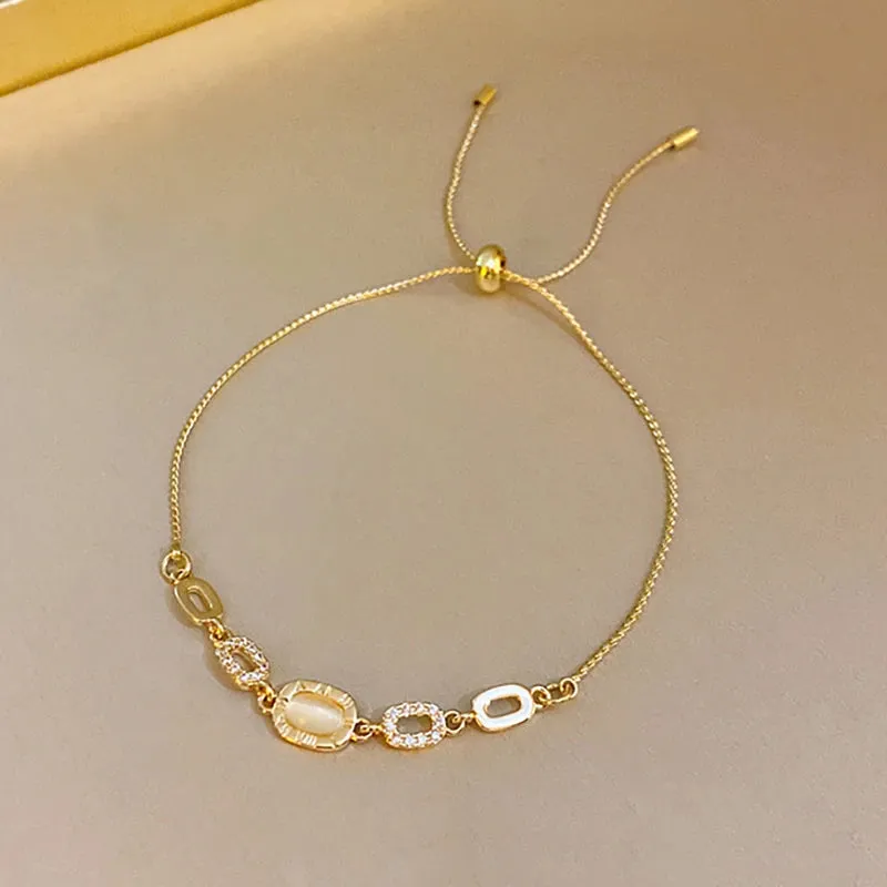 Luxury Elegant Gold Zircon Bracelets for Women Adjustable