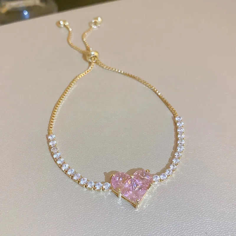 Luxury Elegant Gold Zircon Bracelets for Women Adjustable