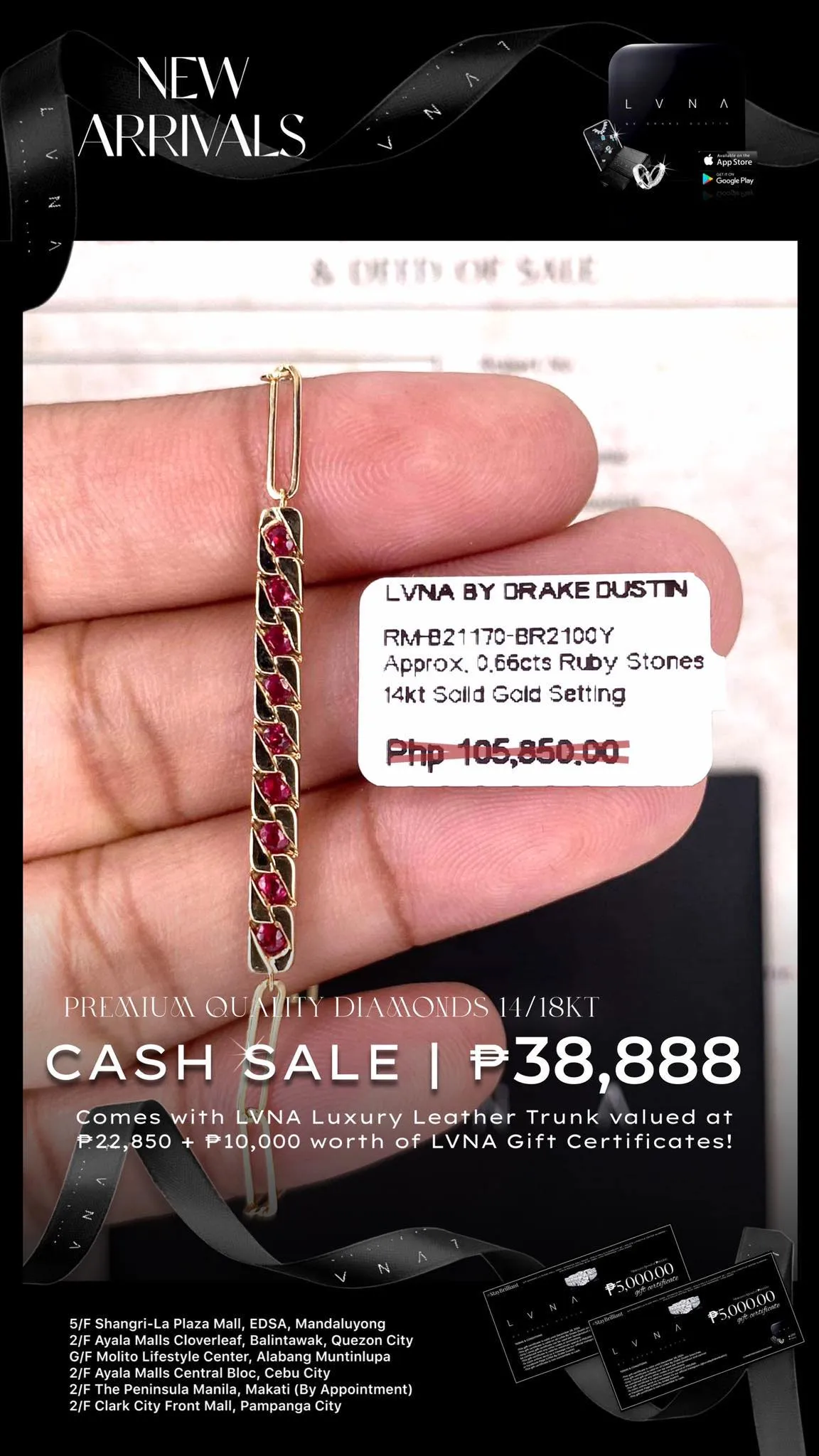 #LVNA2024 | Golden Cabochon Ruby Red Flat Crub-Link Diamond Bracelet 18kt