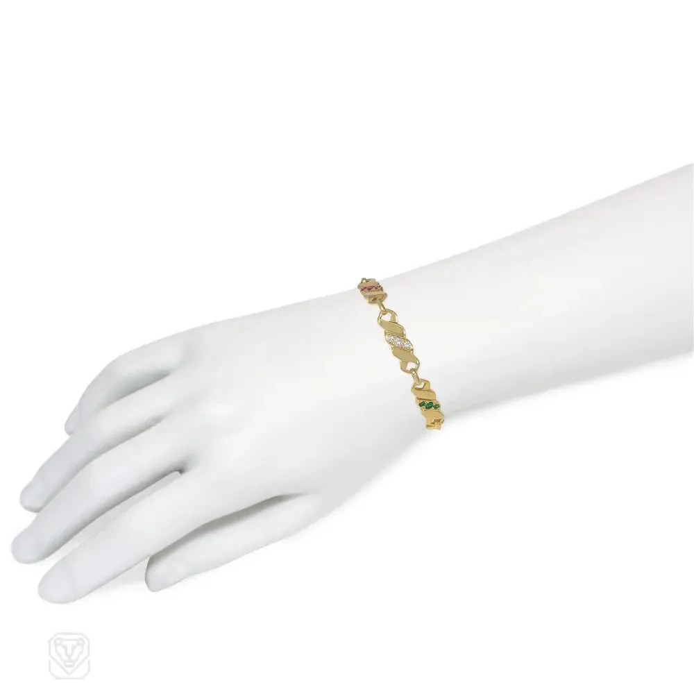 Maison Gerard, Paris multigem twisted link bracelet