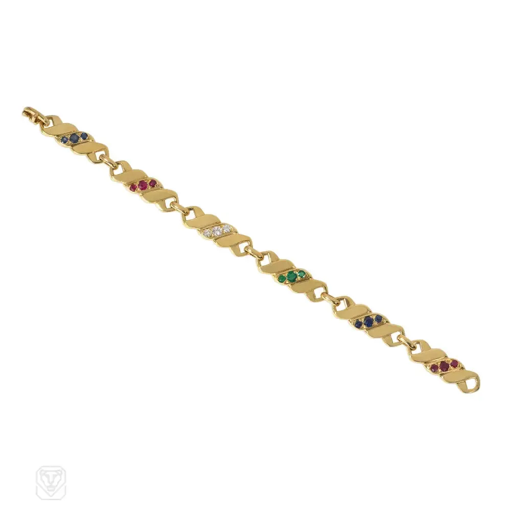 Maison Gerard, Paris multigem twisted link bracelet