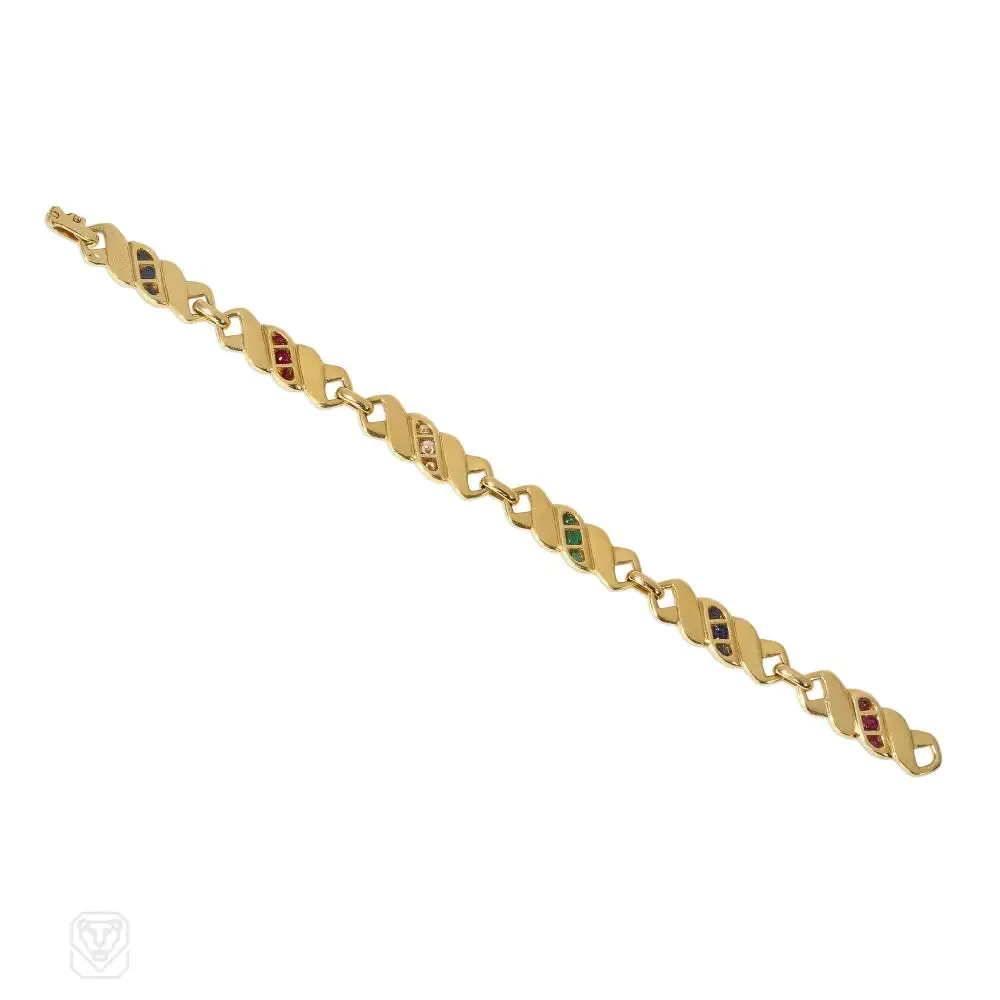 Maison Gerard, Paris multigem twisted link bracelet