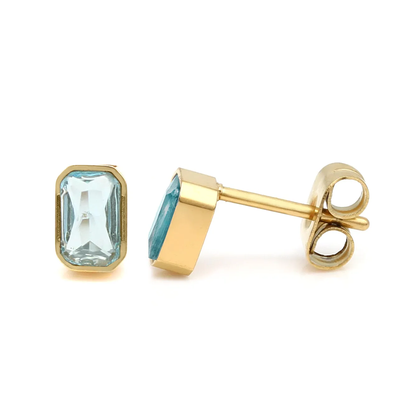 March Aquamarine Birthstone Earrings - Yellow Gold