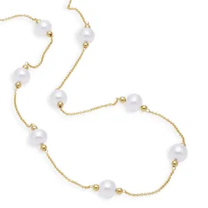 Mastoloni 18" 7-8mm Freshwater Cultured Pearl Tin Cup Necklace in 14K Yellow Gold