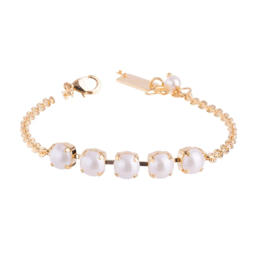 Medium Five Stone Chain Bracelet in "Pearl" *Custom*