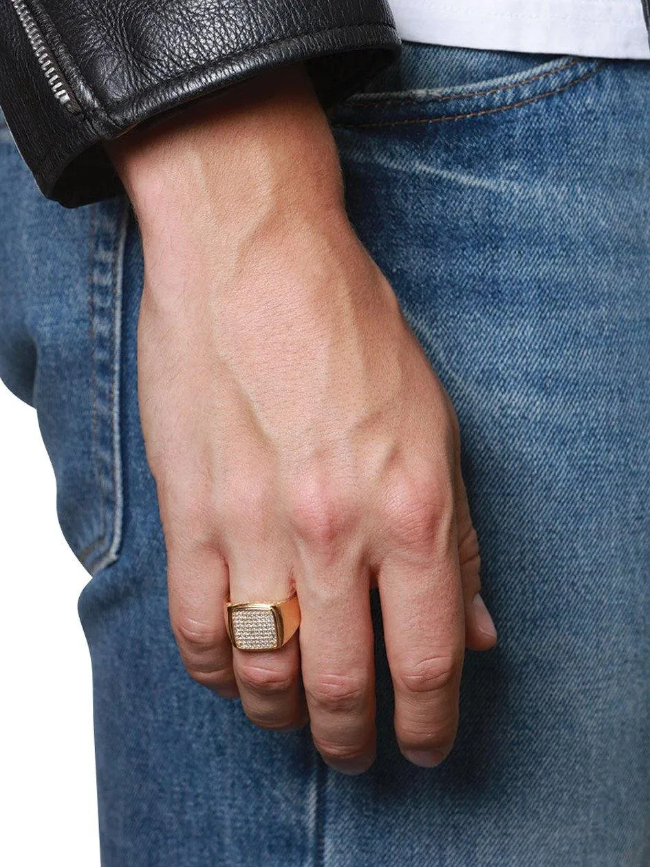 Men's Gold CZ Signet Ring