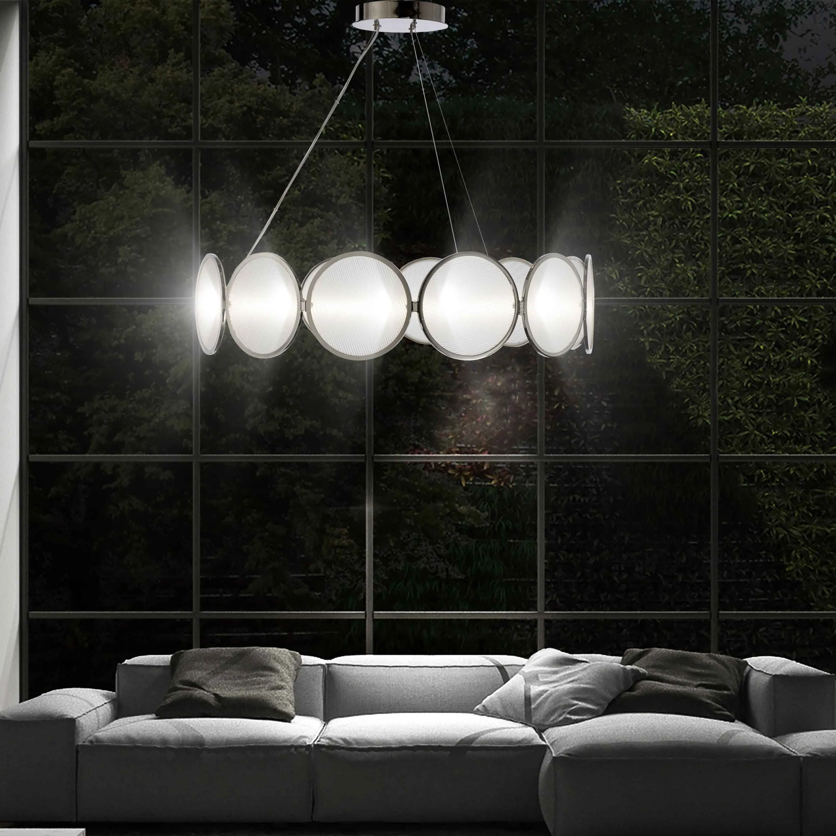 Modern Round Frosted Disc Chandelier | Limelight | Stil Lux