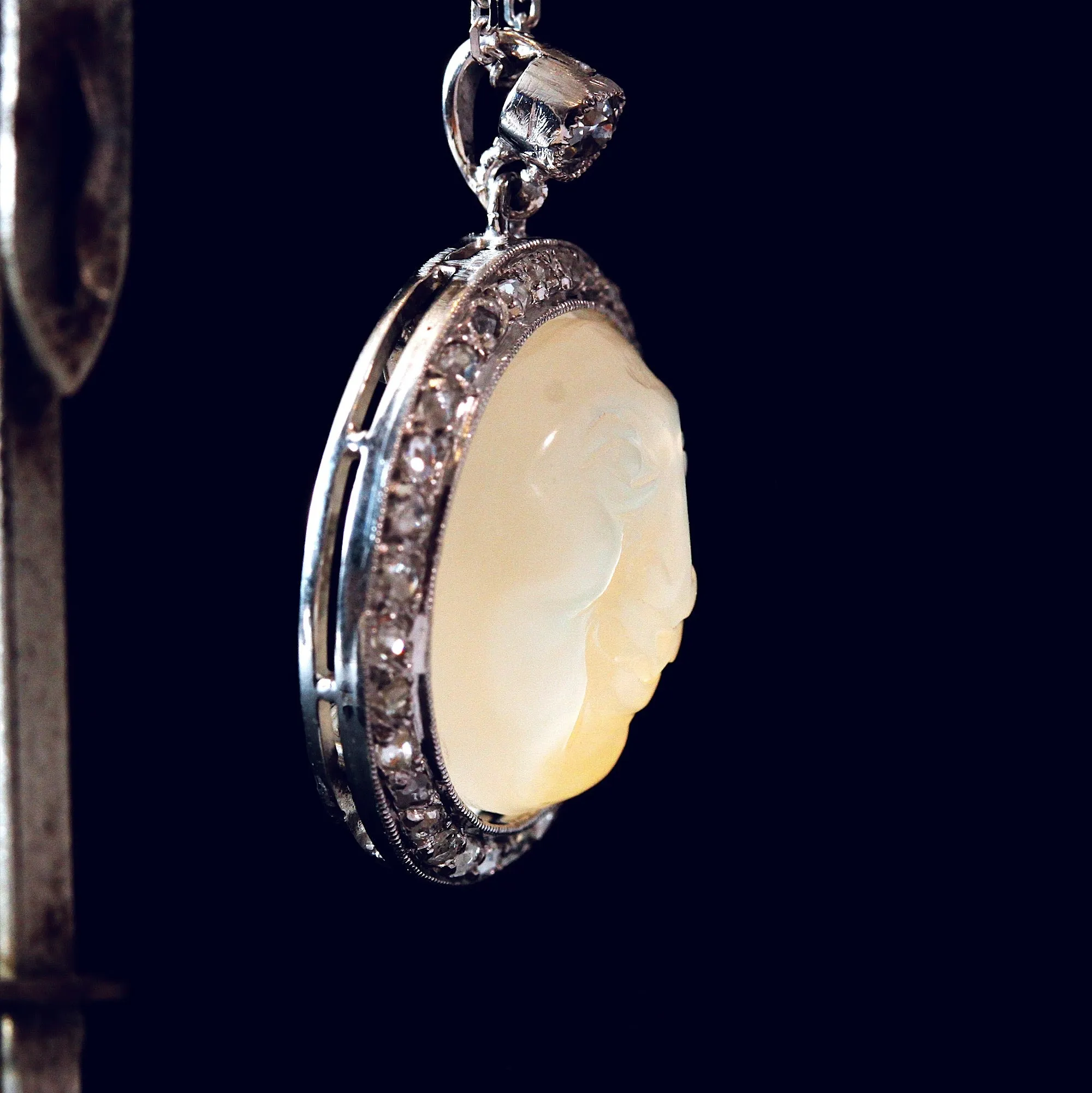 Moonstone & Diamond 'Man in the Moon' Pendant