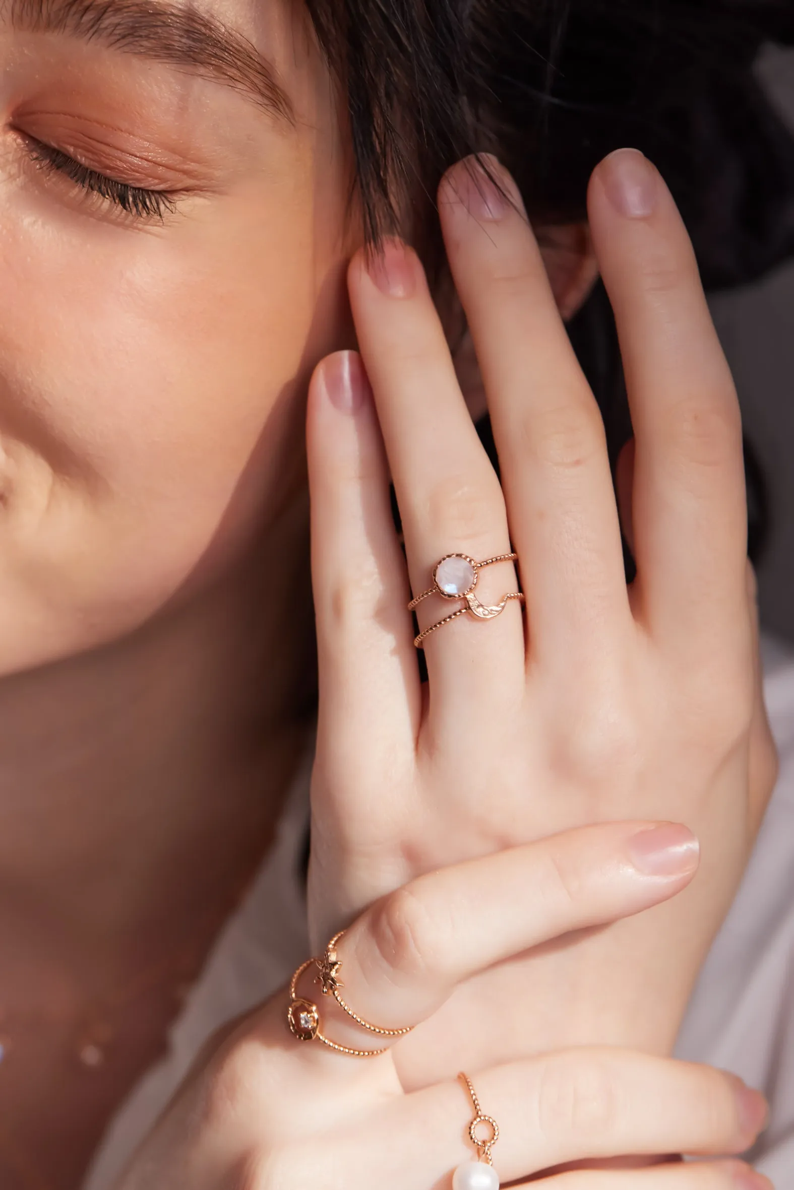 Moonstone Silver Dainty Ring