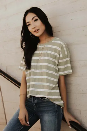 Moonstone Striped Tee in Sage Green