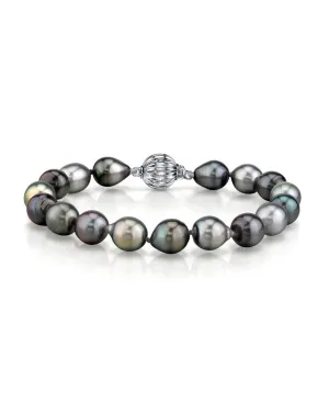 Multi-Color Tahitian Drop-Shape Pearl Bracelet, 9.0-10.0mm - AAA/AAAA Quality