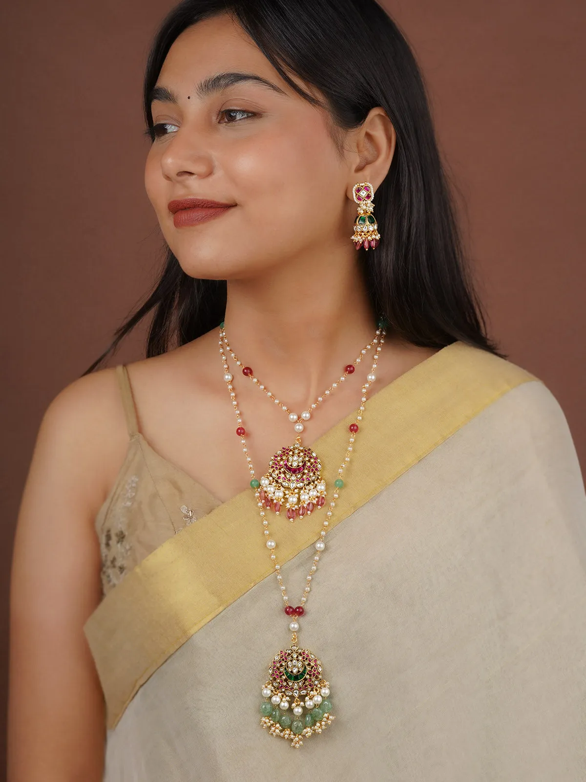 Multicolor Gold Plated Mishr Necklace Set - MR-S789M