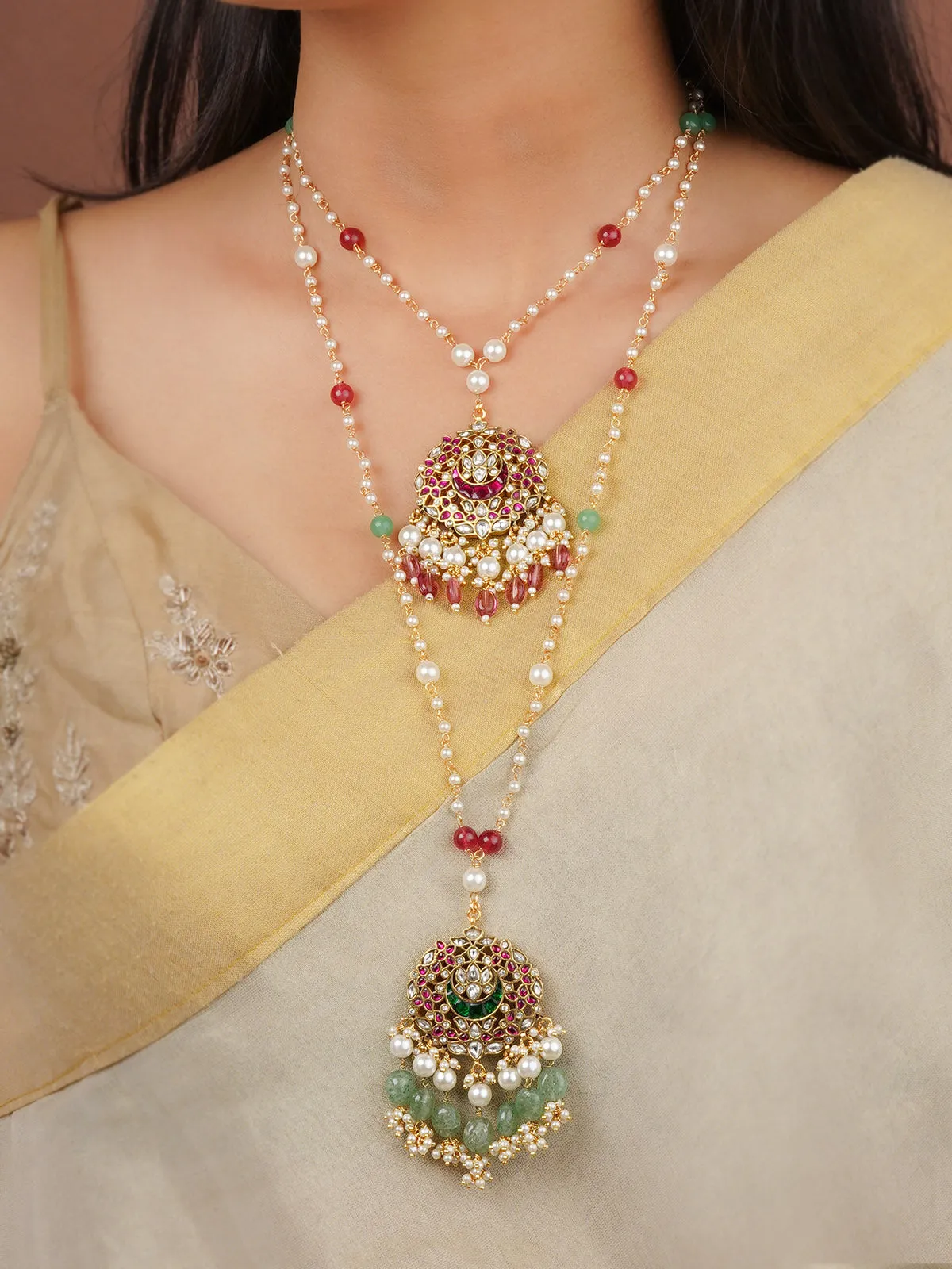 Multicolor Gold Plated Mishr Necklace Set - MR-S789M