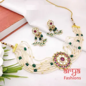 Multicolor Pacchi Kundan Pearl Jadau Choker