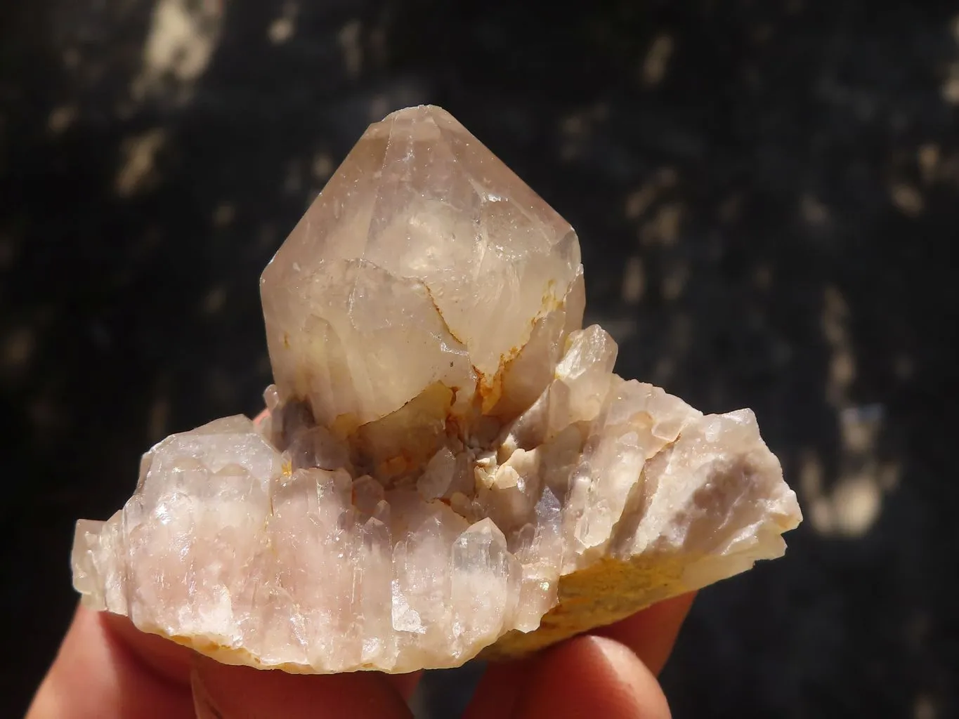 Natural Cascading White Phantom Smokey Quartz Clusters x 16 From Luena, Congo