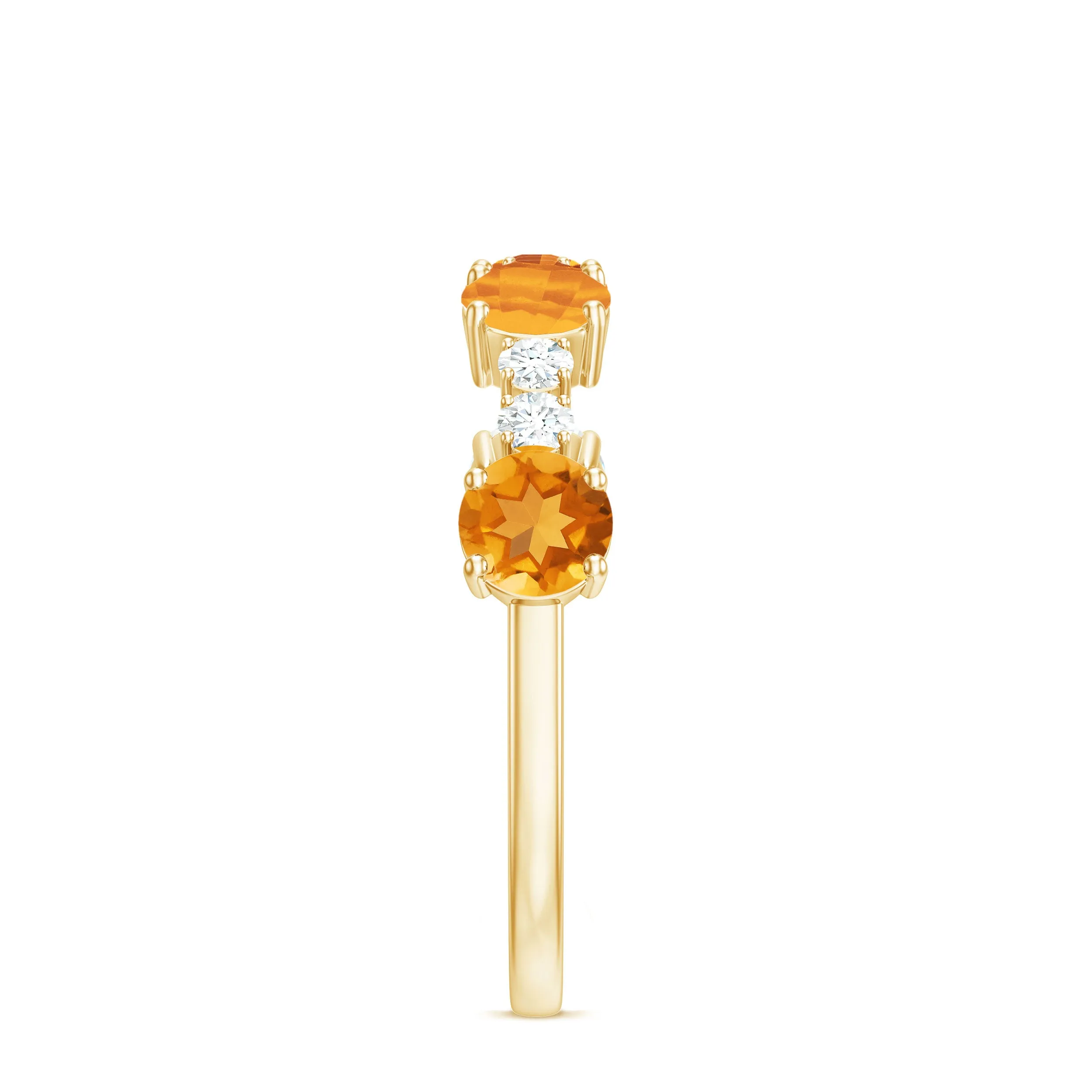 Natural Citrine and Diamond Alternate Style Eternity Anniversary Ring