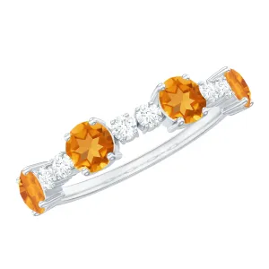 Natural Citrine and Diamond Alternate Style Eternity Anniversary Ring