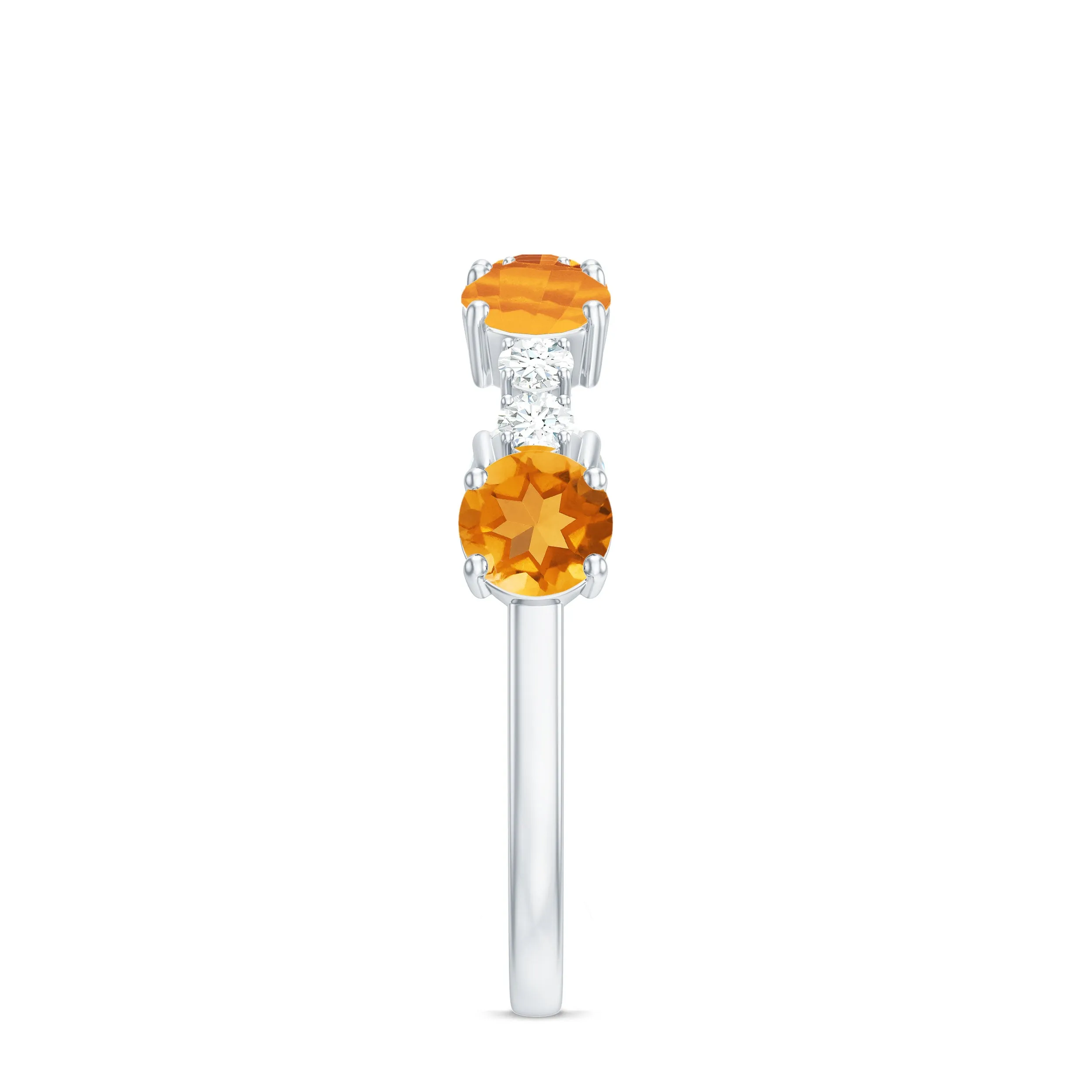 Natural Citrine and Diamond Alternate Style Eternity Anniversary Ring