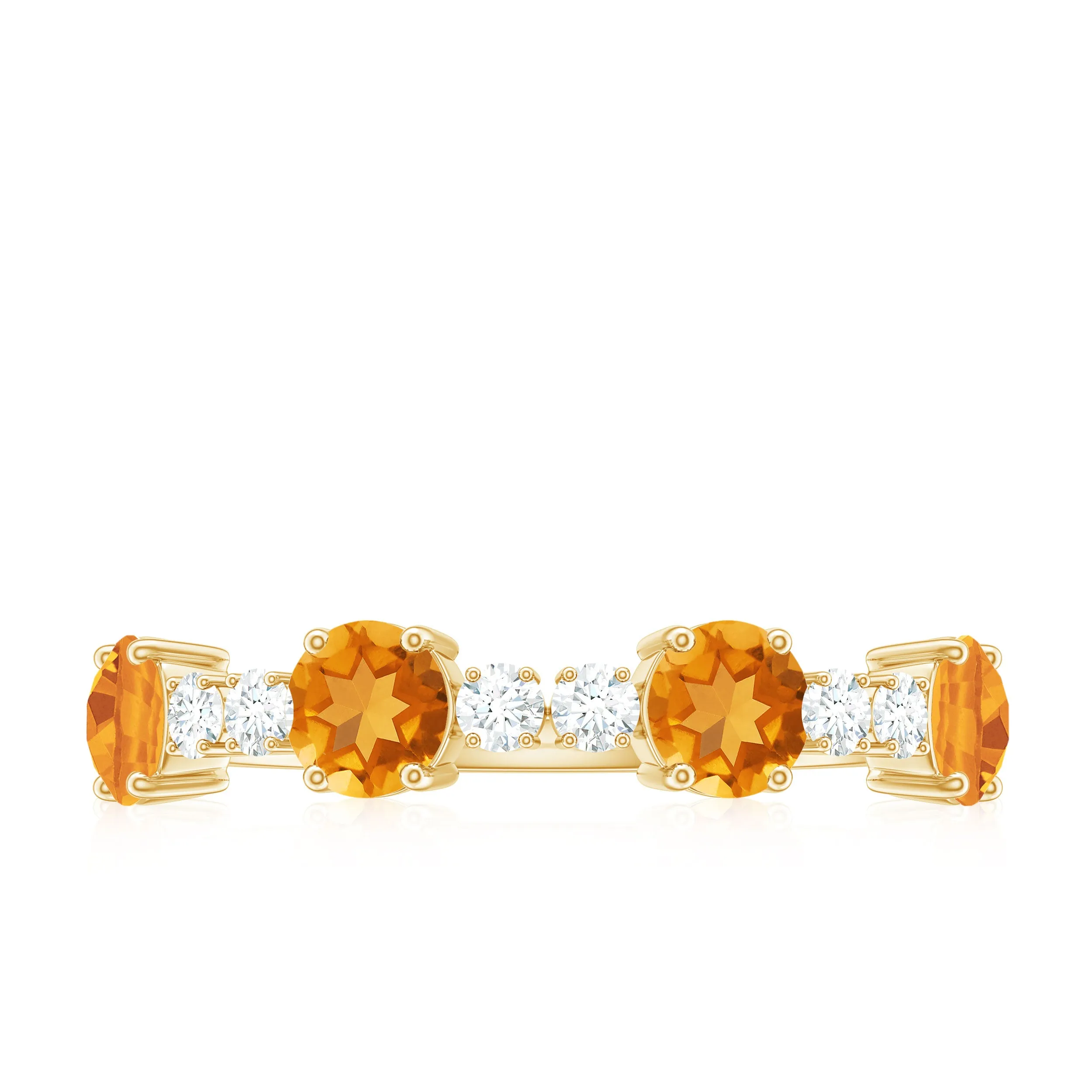 Natural Citrine and Diamond Alternate Style Eternity Anniversary Ring