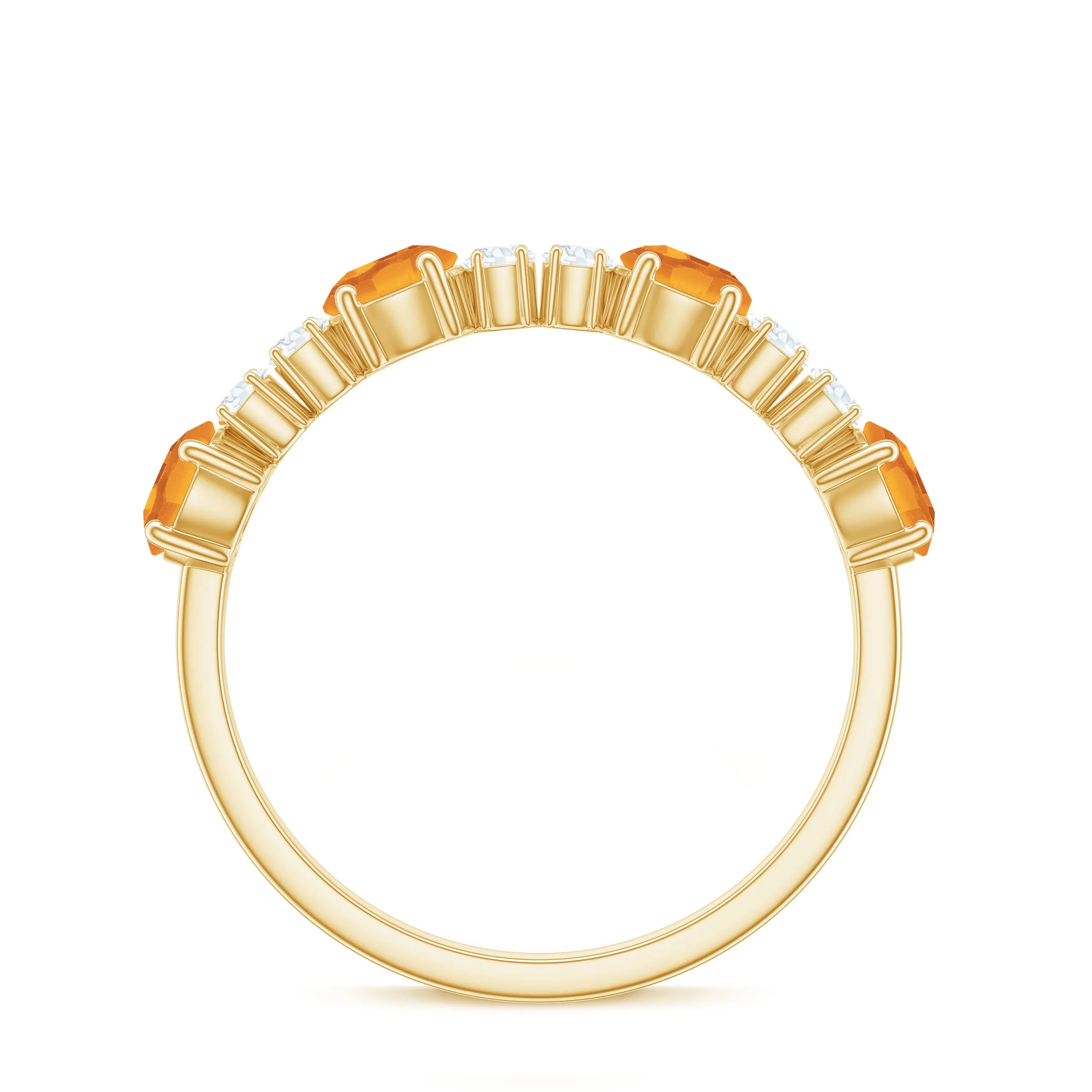 Natural Citrine and Diamond Alternate Style Eternity Anniversary Ring