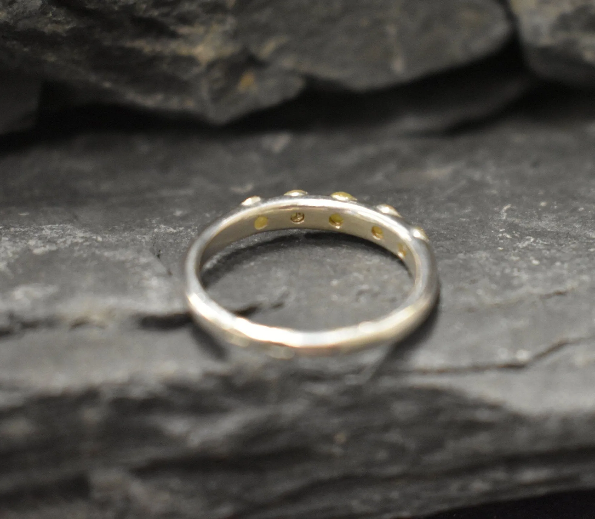 Natural Opal Ring - Yellow Eternity Band - Dainty Vintage Ring