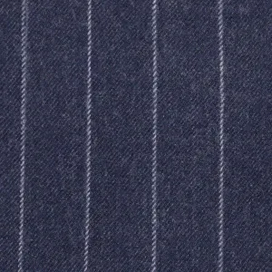 Navy Chalk Stripe 100% Merino Flannel Suiting